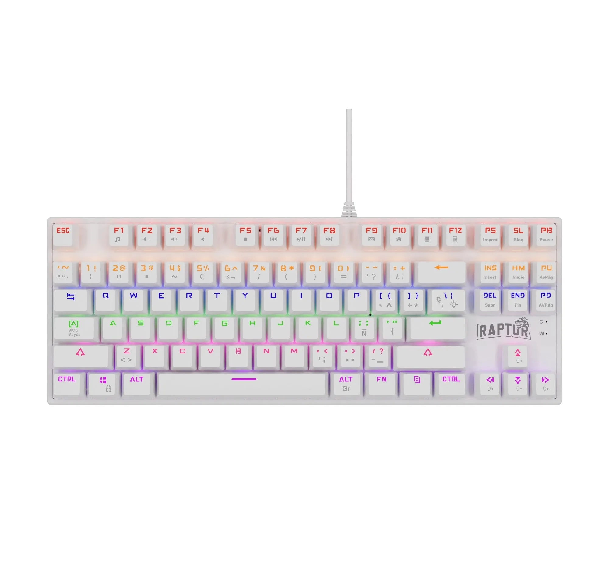 Teclado Gamer Raptor Fireclaw M87 Mecanico Retroiluminado Switch Red Outemu White — foto 8