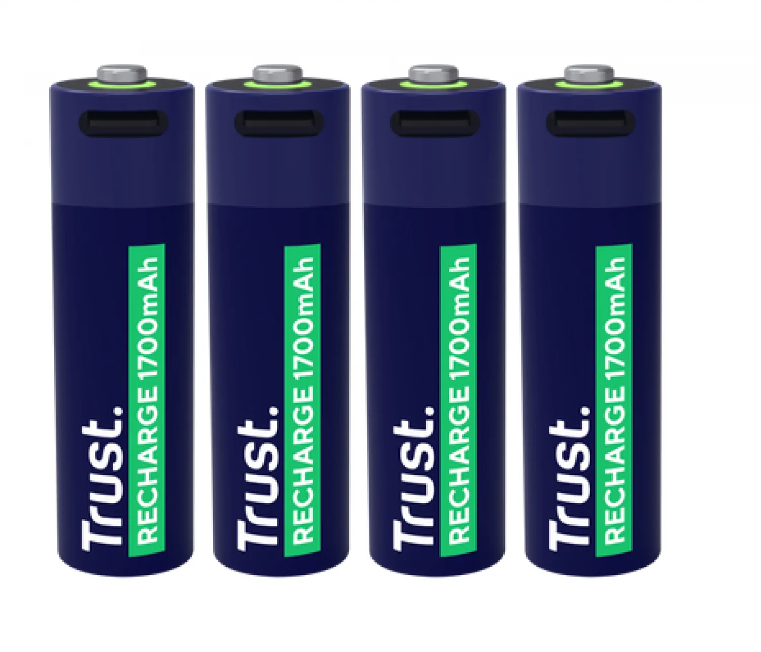 PILAS AA RECARGABLES USB-C TRUST CON LUZ LED Y CABLE INCLUIDO (4-PACK)