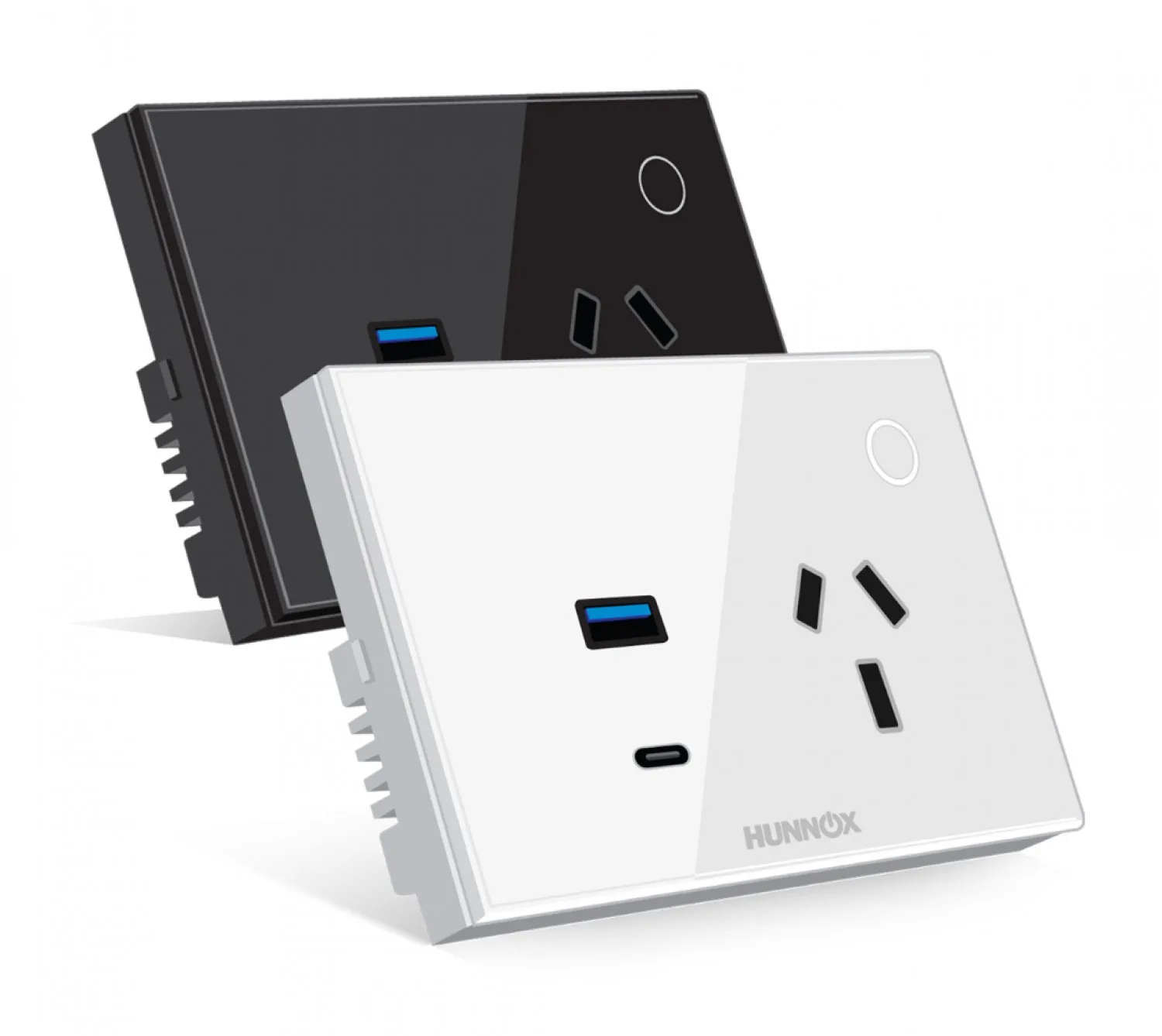 Tomacorriente+usb A+usb C Hunnox Smart Tactil Blanco — foto 2