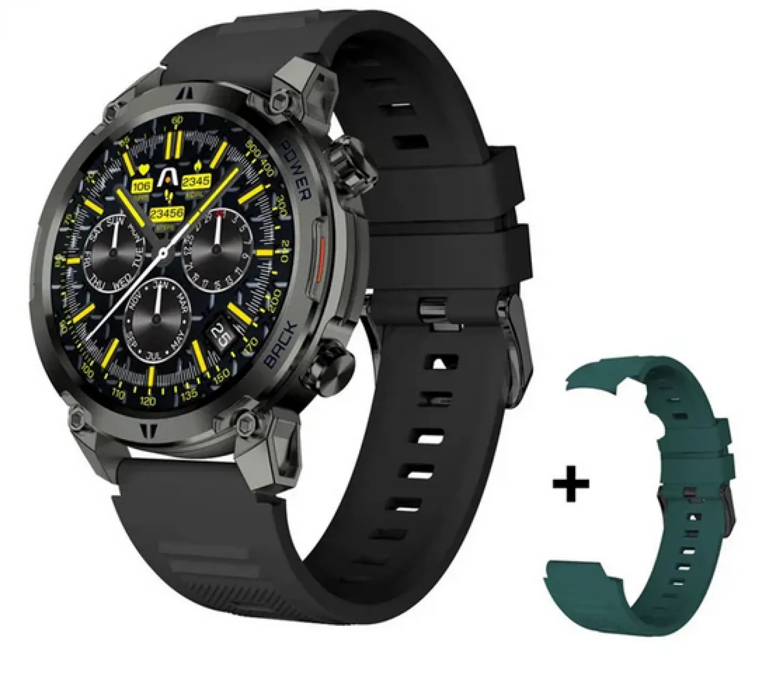 SMARTWATCH ARGOMTECH C70 BLACK ALUMINIUM 2 STRAPS INCLUIDED BLACK Y GREEN 1.39 DISPLAY