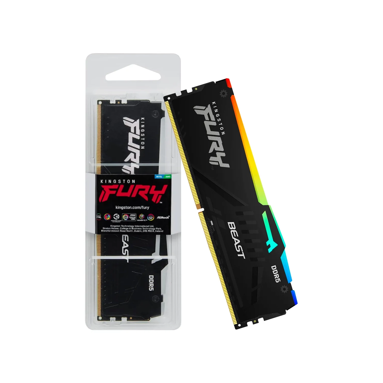 Memoria Ram Udimm Kingston Fury Beast 16gb Ddr5 6000mhz Cl36 1.35v Single Negro Rgb