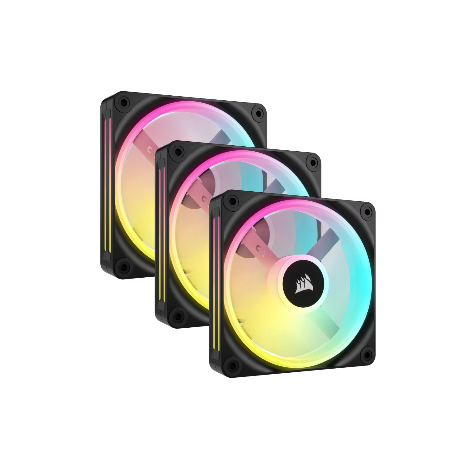Kit De Ventiladores Corsair Pwm De 120 mm Qx120 Rgb X3 Negro Con Icue Link