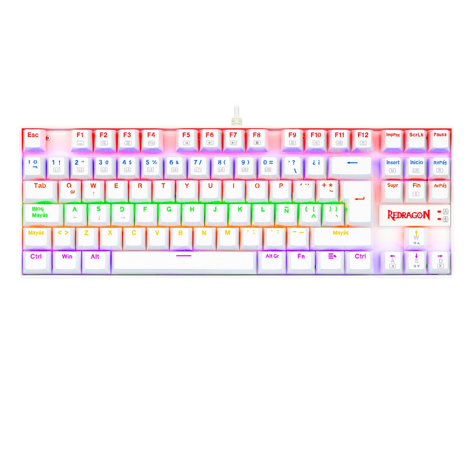 Teclado Redragon Kumara 2 K552 Rainbow Blanco — foto 6