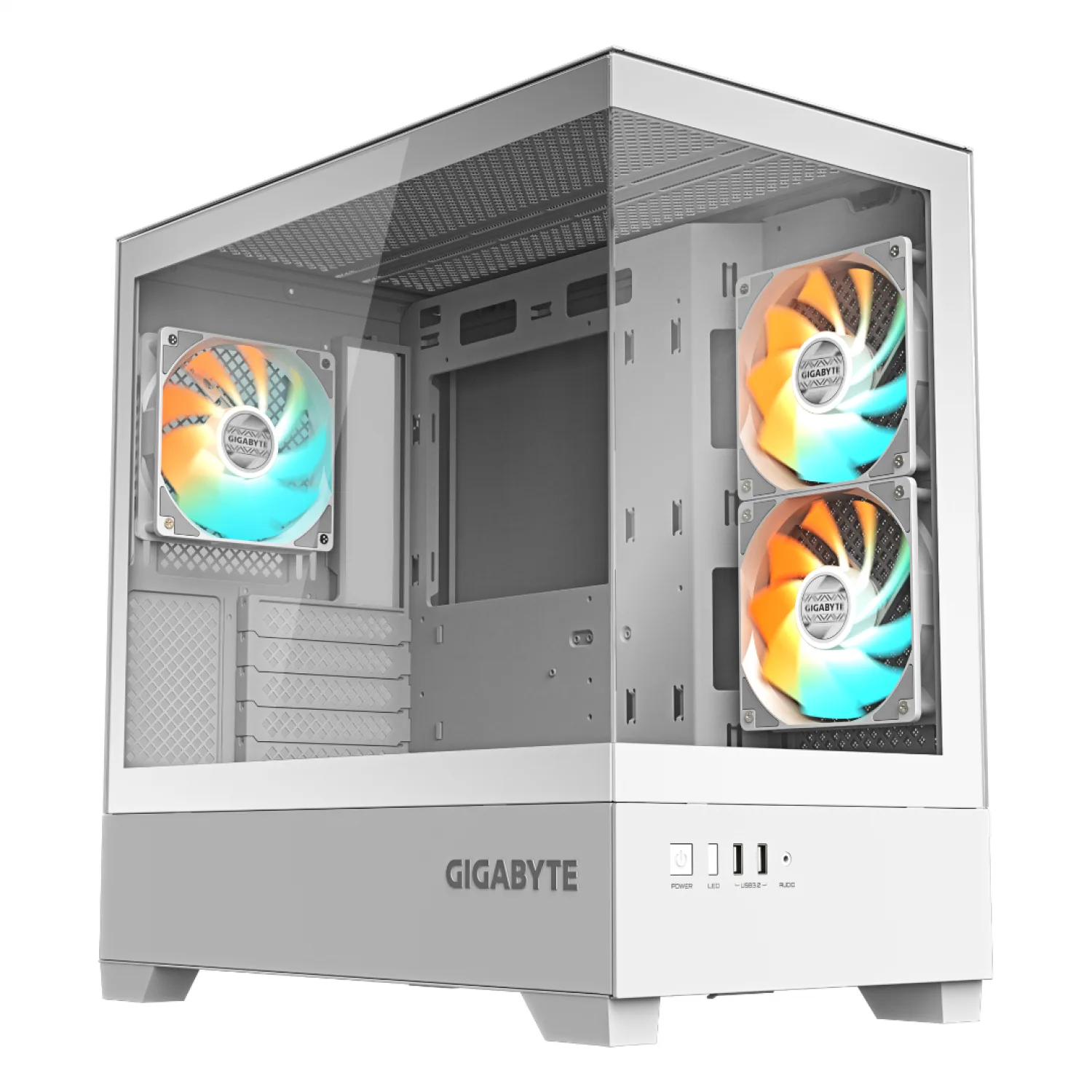 GABINETE GAMER GIGABYTE C201P M-ATX WHITE PANORAMIC — foto 2