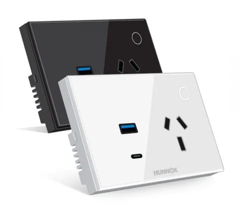 TOMACORRIENTE+USB A+USB C HUNNOX SMART TACTIL NEGRO